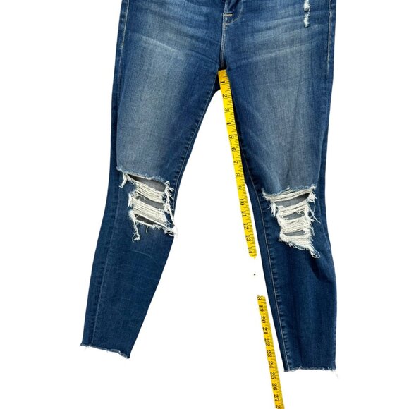 FRAME Le High Skinny Crop Jeans Womens Blue Gaby Distressed Ripped Denim Size 25 - Picture 11 of 12